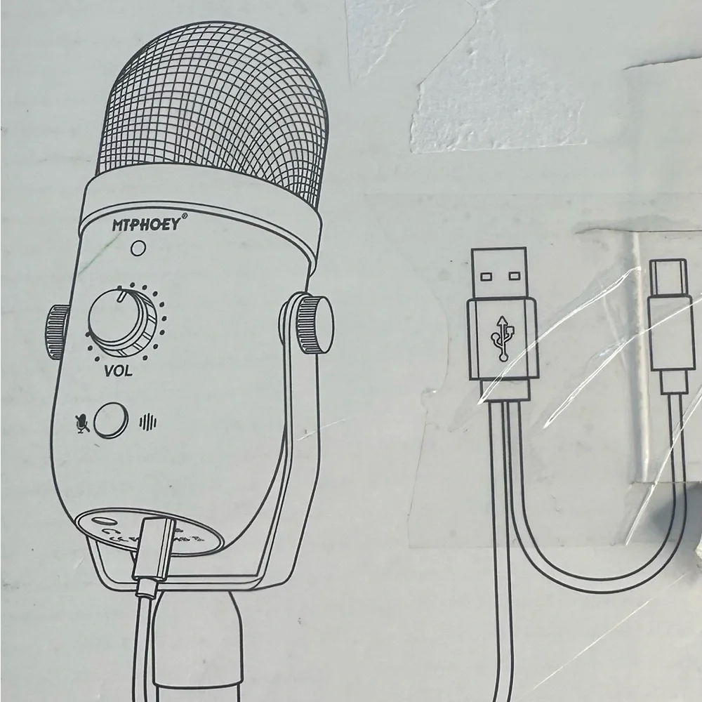 MTPHOEY USB Condenser Microphone Podcast Streaming Mic w/ Stand